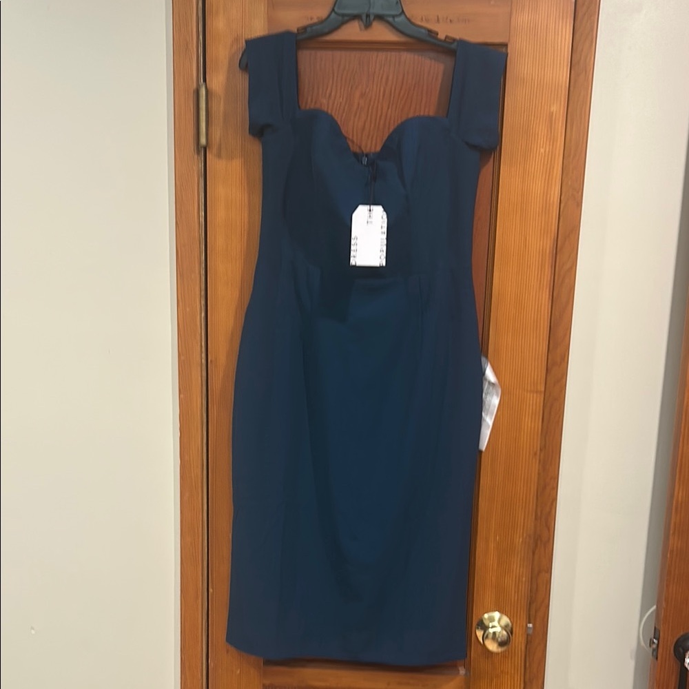 Dress the Population Peacock Blue Sweetheart Sheath Cocktail Dress